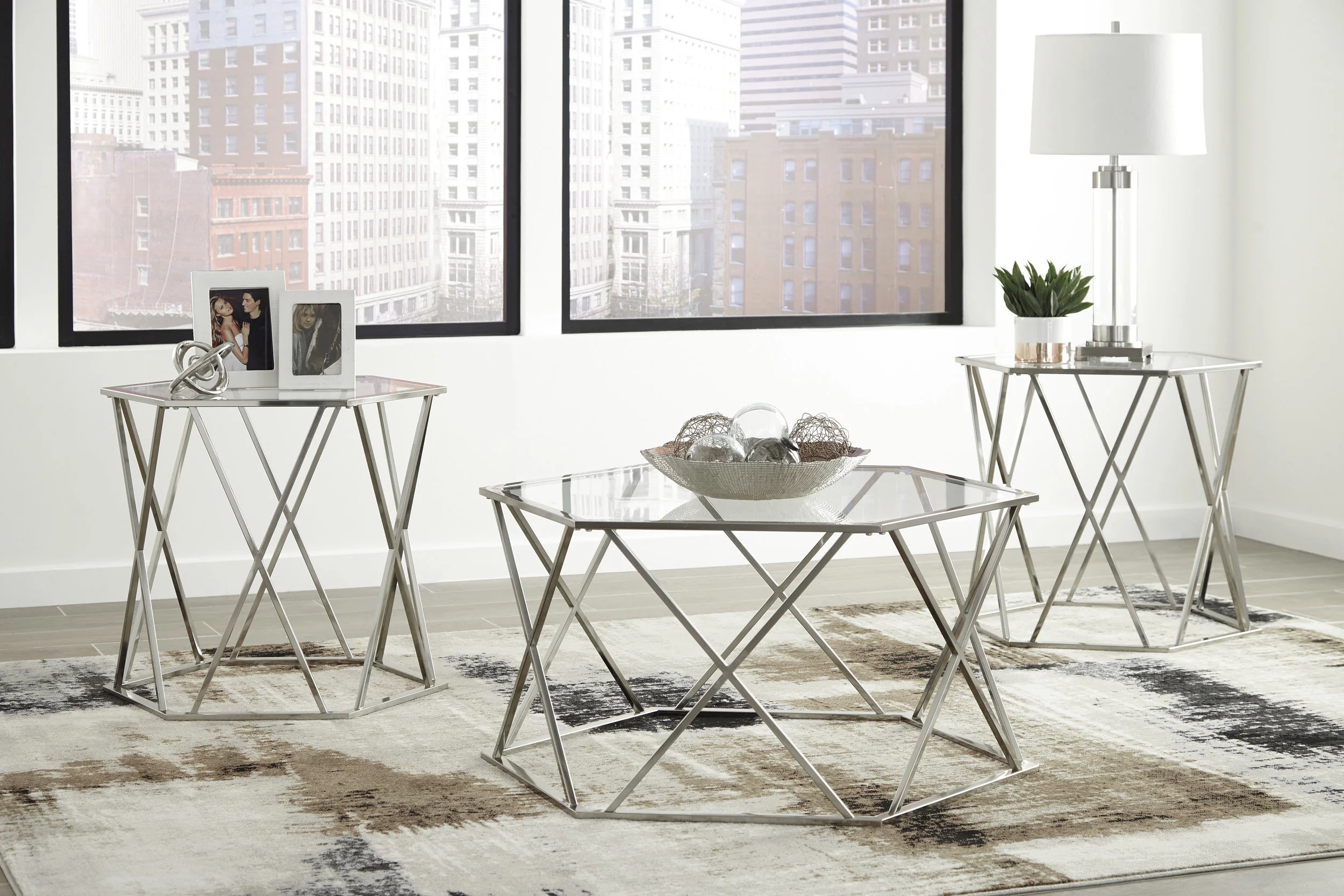 WAREHOUSE PRICE: $299.99 | MONTHLY PAYMENT $6 O.A.C 3PC TABLE SET