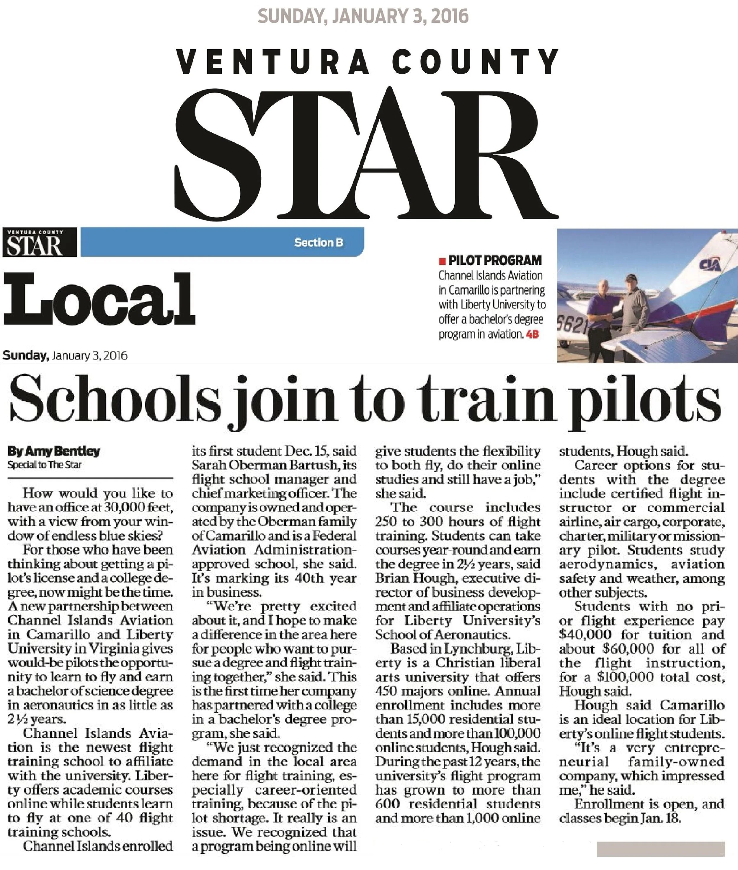 Channel Islands Aviation in the Ventura Star
