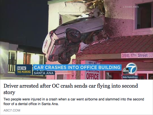 Santa Ana Second Floor Car Crash