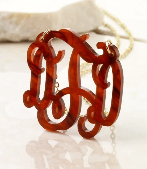 The Tortoise Acrylic Monogram Necklace!