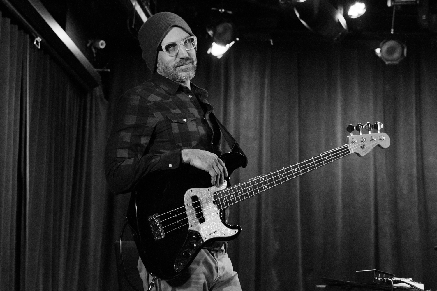 Erik Fratzke, bassist of Happy Apple at (Le) Poisson Rouge on Wednesday night, January 13.