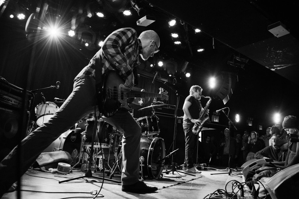 Happy Apple performing at (Le) Poisson Rouge on Wednesday night, January 13. Erik Fratzke on bass and Mike Lewis on saxophone.