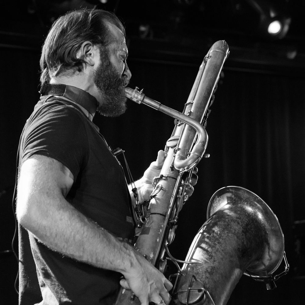 Colin Stetson on saxophone, performing at (Le) Poisson Rouge on Wednesday night, January 13.