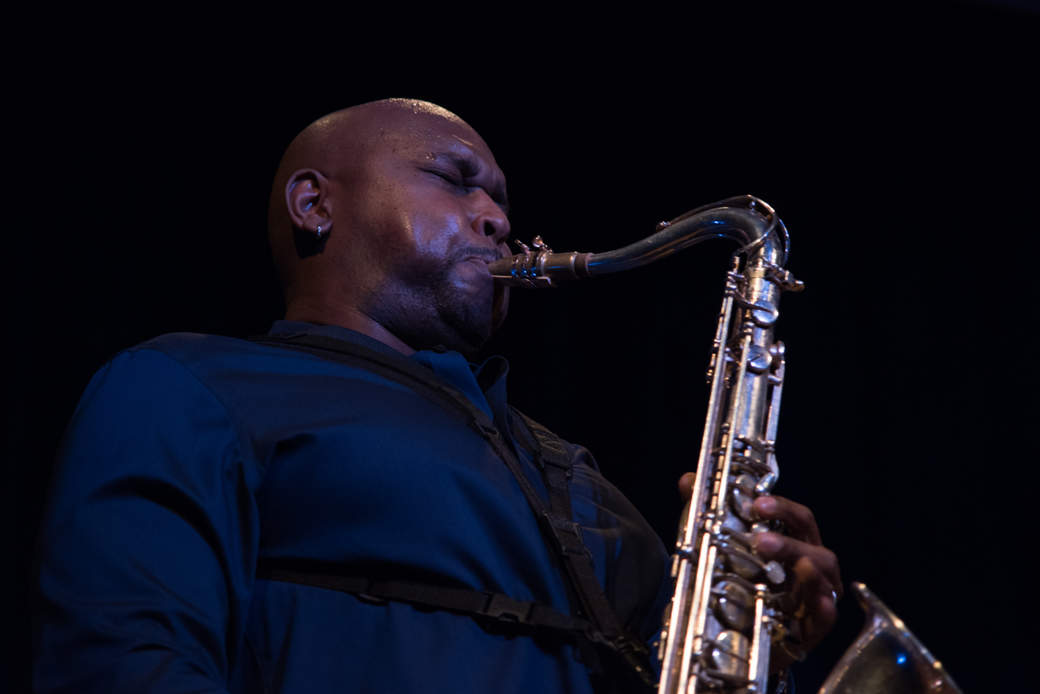 Abraham Burton performing at New School Auditorium, January 15.