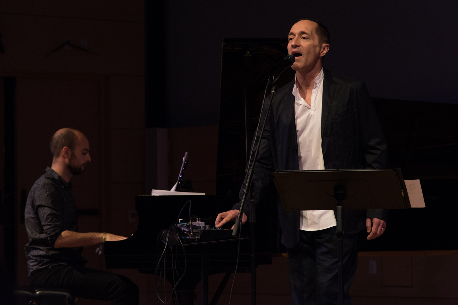 Shai Maestro (piano) and Theo Bleckmann (vocals) performing at New School Tishman Auditorium - ECM Records Stage, January 16.