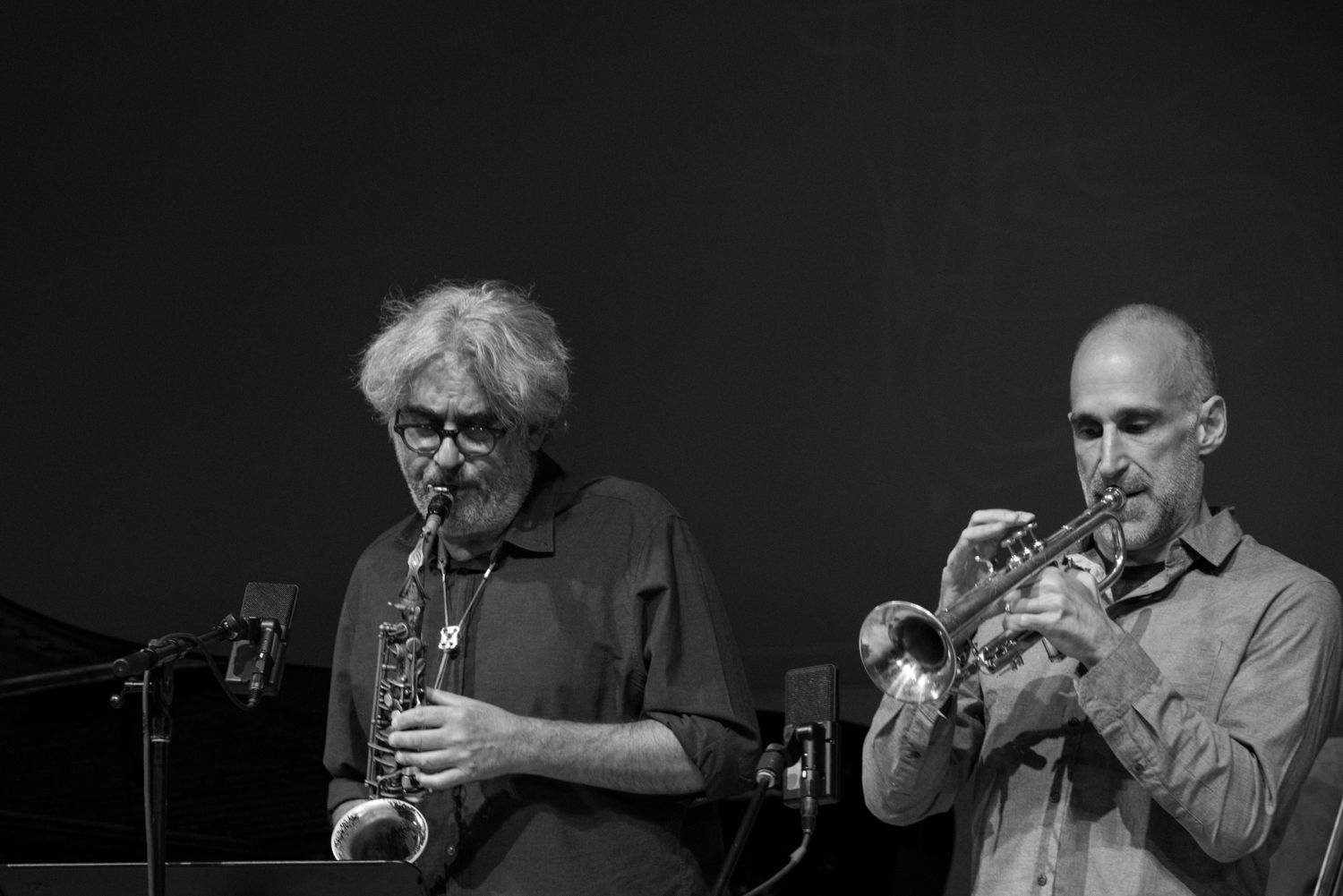 Tim Berne (saxophone) and Ralph Alessi (trumpet) performing at New School Tishman Auditorium - ECM Records Stage, January 16.