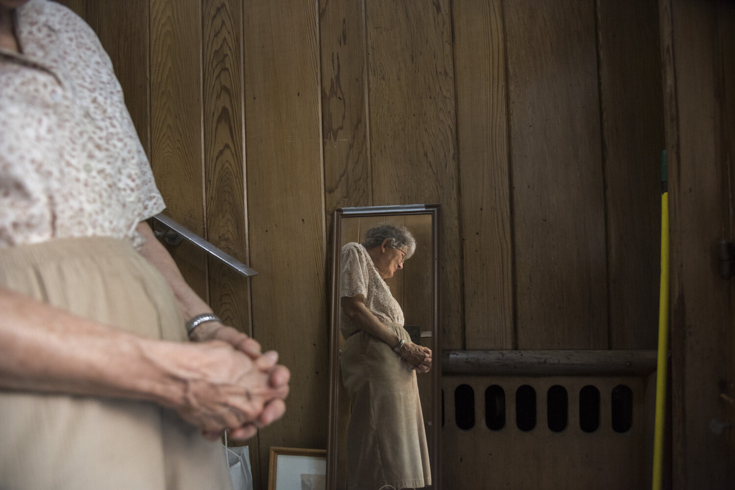  Sister Gloria and her reflection.  St. Anthony's Convent, Soho, NYC, May 29, 2018 