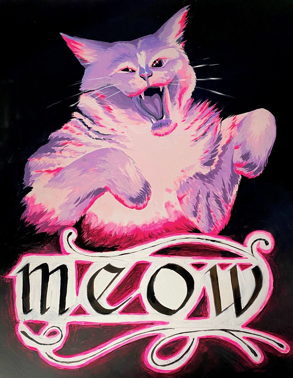 Meow - cat painting with text