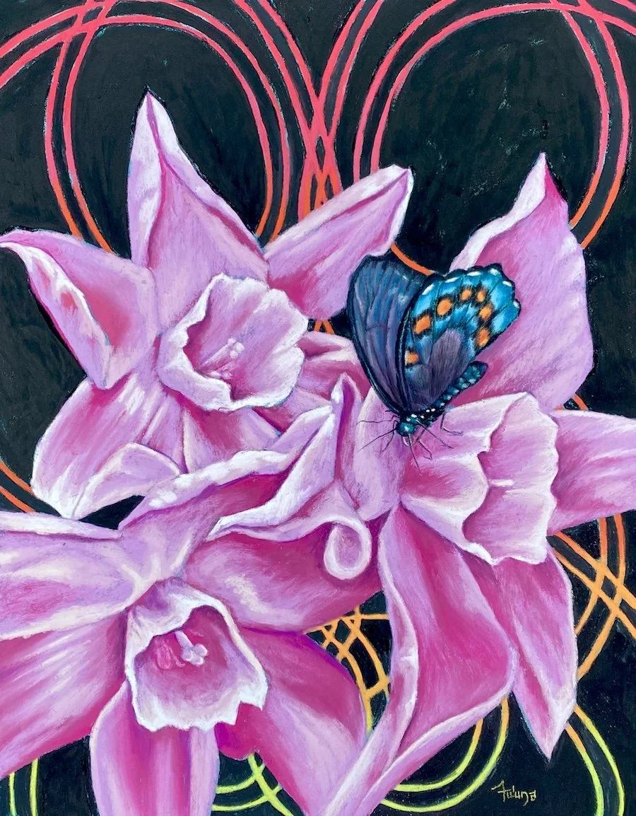 Yanggen un tånom, siempre dokko’ (If you plant it, it will grow), pastel on mounted paper, 2024