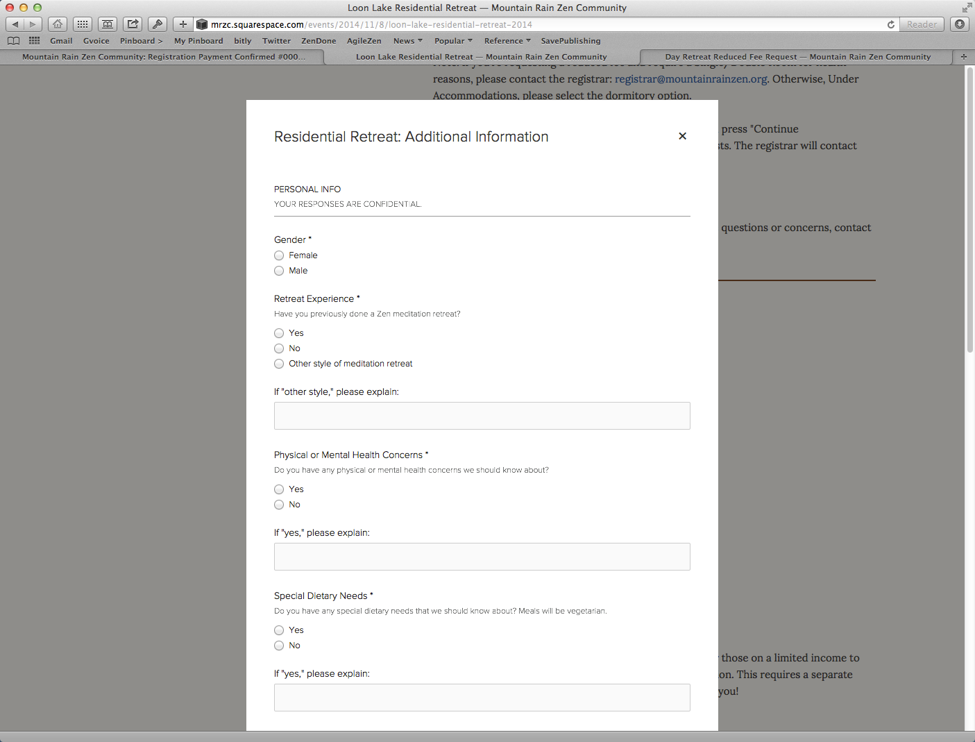 Additional Info form
