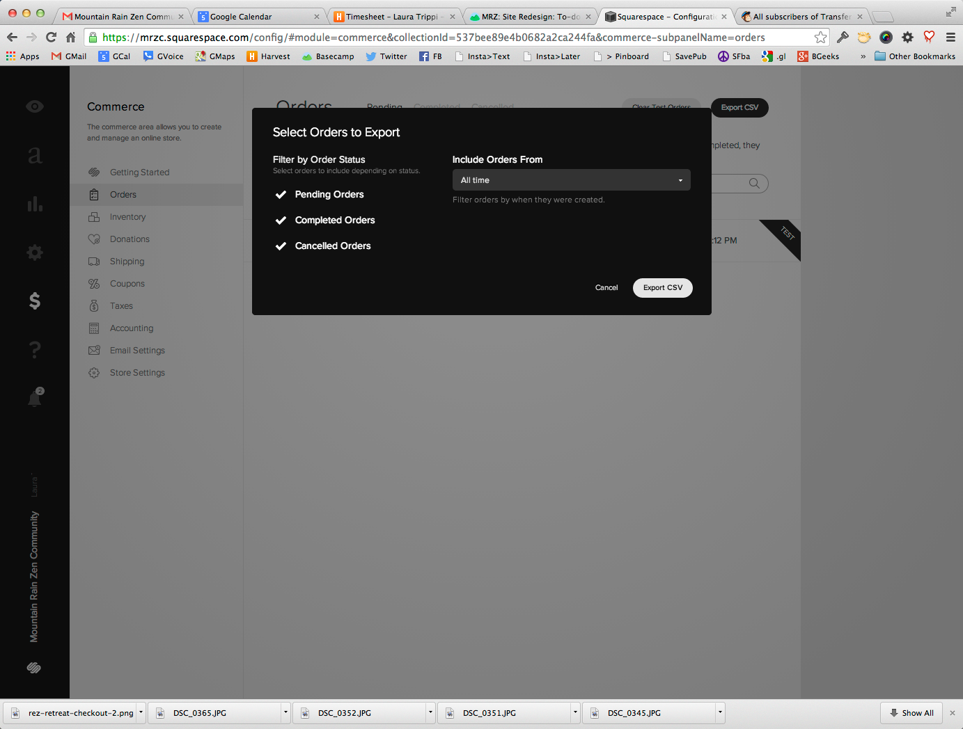 Export Orders Option