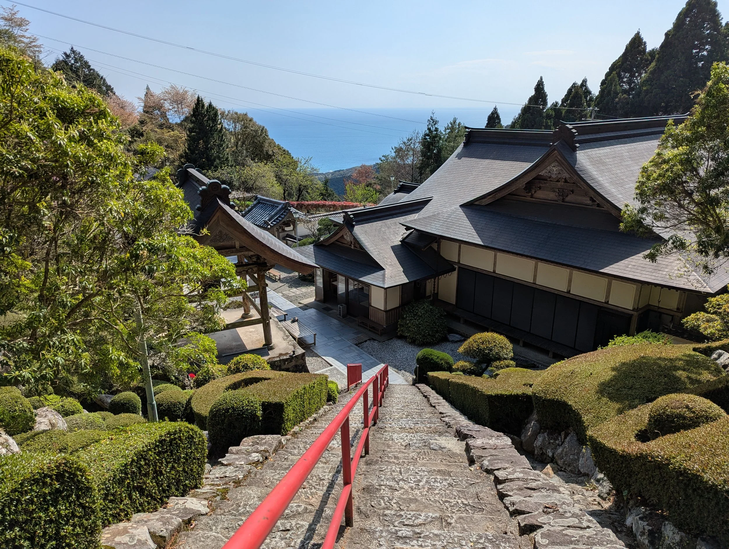   Long flights of stone steps strengthen the pilgrims' legs and spirit. Konomineji # 27  