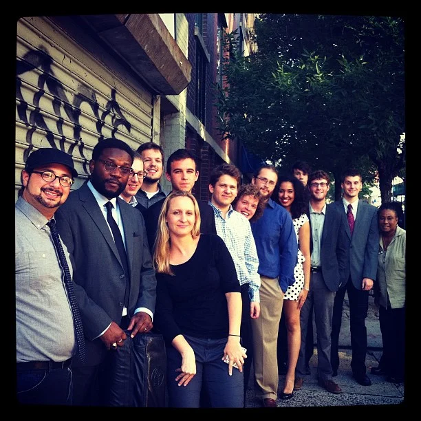 The Stone, New York City Geri Allen's Month Curating l-r Michael Malis, Vincent Chandler, Jesse Kramer, Matt Endahl Ingrid Racine, Alekos Syropolous, me, Patrick Booth Dave Haughey, Lauren Scales, Keaton Royer, Alex Levine Ben Rolston, Prof. Allen August 2012 photo courtesy of Ingrid Racine