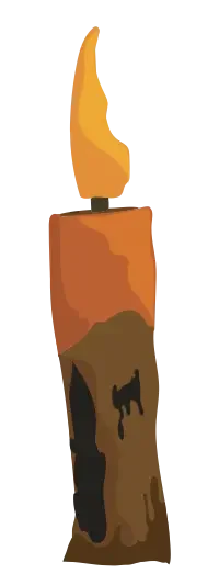  An illustrated candle featuring the Chocolate Lanterns colors. 