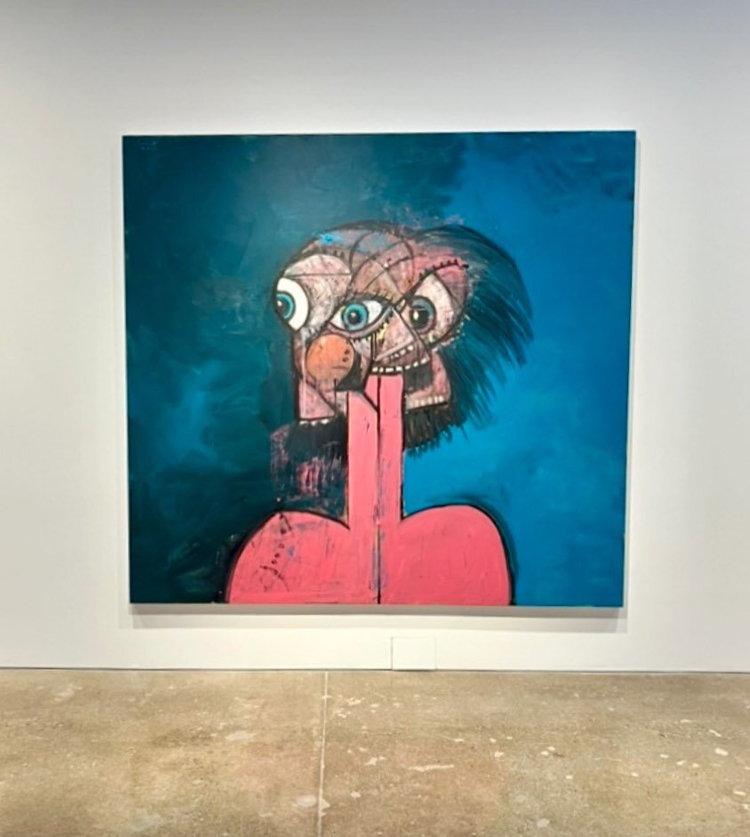 George Condo (American, b.1957)

Condo's oil sticks outlined figurative abstract portraits of a multitude of persons or personalities in fragments, often echoed as one on top of another clustered side by side. The cartoon-like expressive drawings are