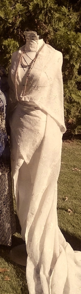 Upcycled vintage curtain gown