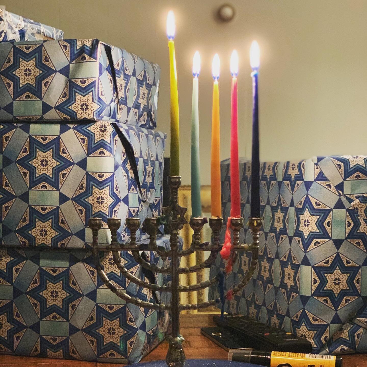 Happy Hanukkah everyone!! I told the shiksa @semooree to cover her head for the prayers. Enjoy the holiday season everyone! Sending you love and good vibes of safety and prosperity round the world! #happyhanukkah