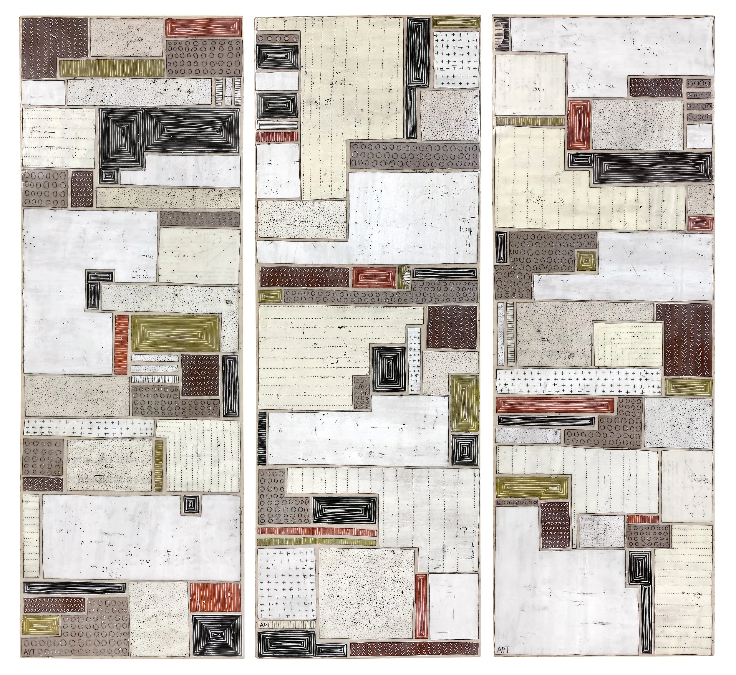 Reconstructing (triptych: 36x12 each) - SOLD