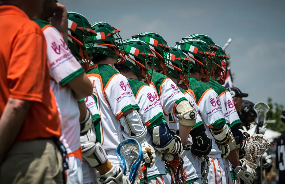 The Ireland team line out before their tie against New Zealand.