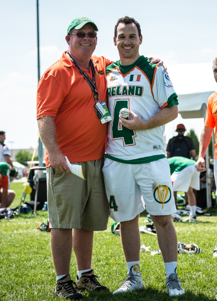 Make McTernan who won The Physio Company’s MVP award being presented with the match ball by Ireland coach Tom Prior.