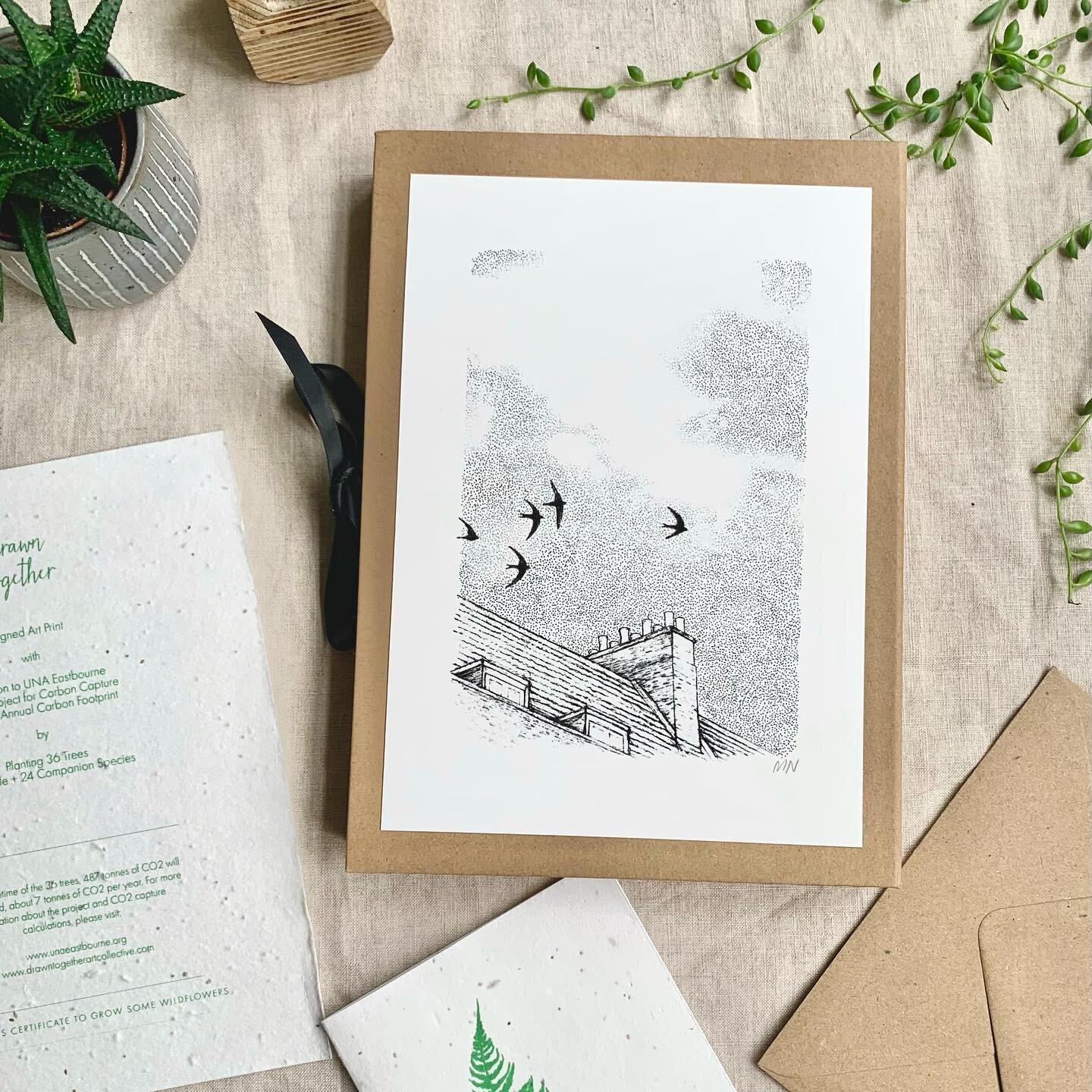 These two illustrations of mine are available in the new Carbon-Offset Art Gift Box by @drawntogetherart 
🍃
The eco-friendly gift set includes an A5 gicl&eacute;e art print AND a donation to offset the gift recipient&rsquo;s annual carbon footprint 