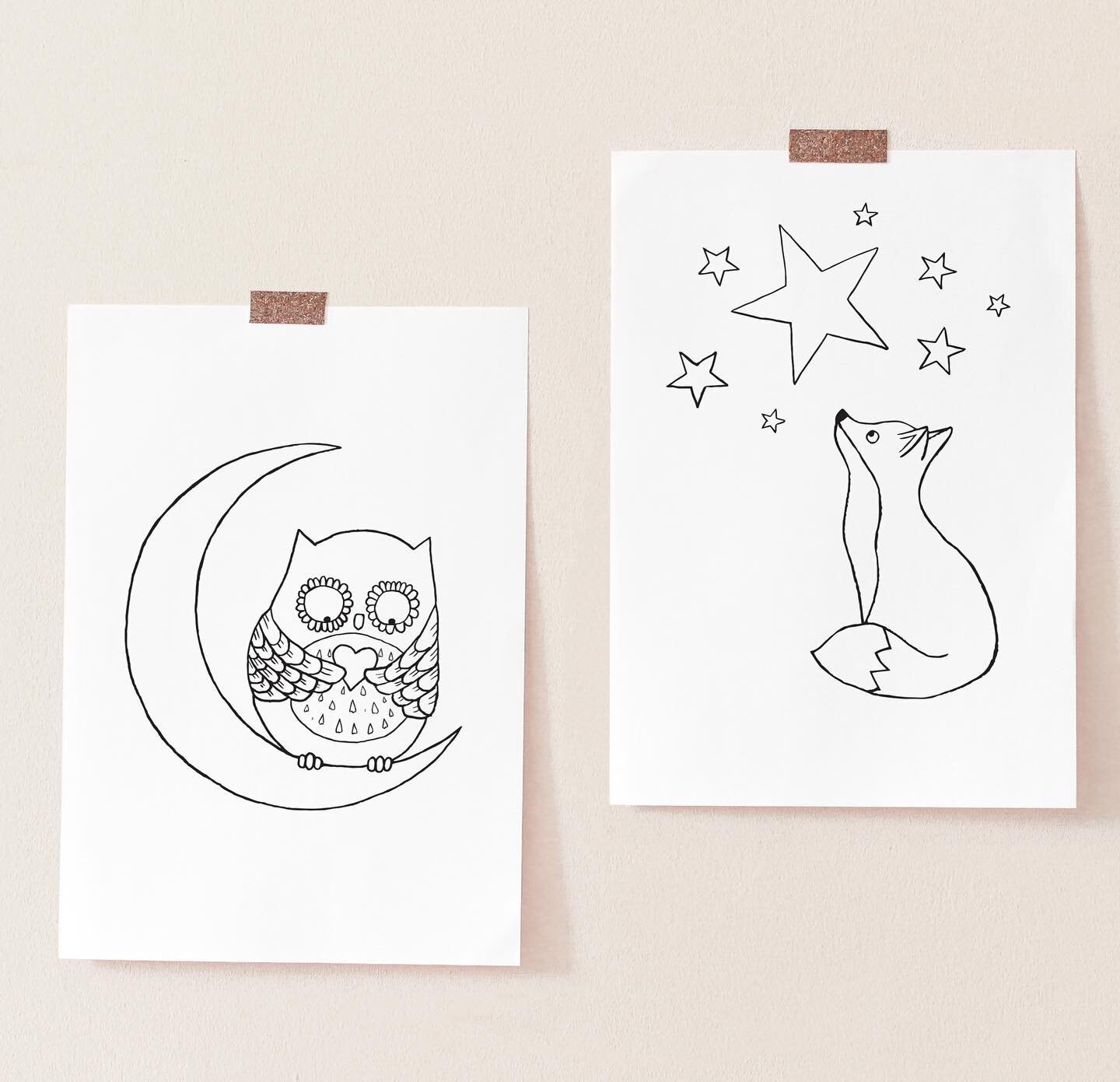 New! ⭐️ Lots kids digital download artworks, available for instant download, to print at home! From just &pound;1. Head my to website - Digital Downloads 😀
&mdash;&mdash;
#colouringpage #coloringpage #cuteanimalart #foxandowl #printableart #printabl