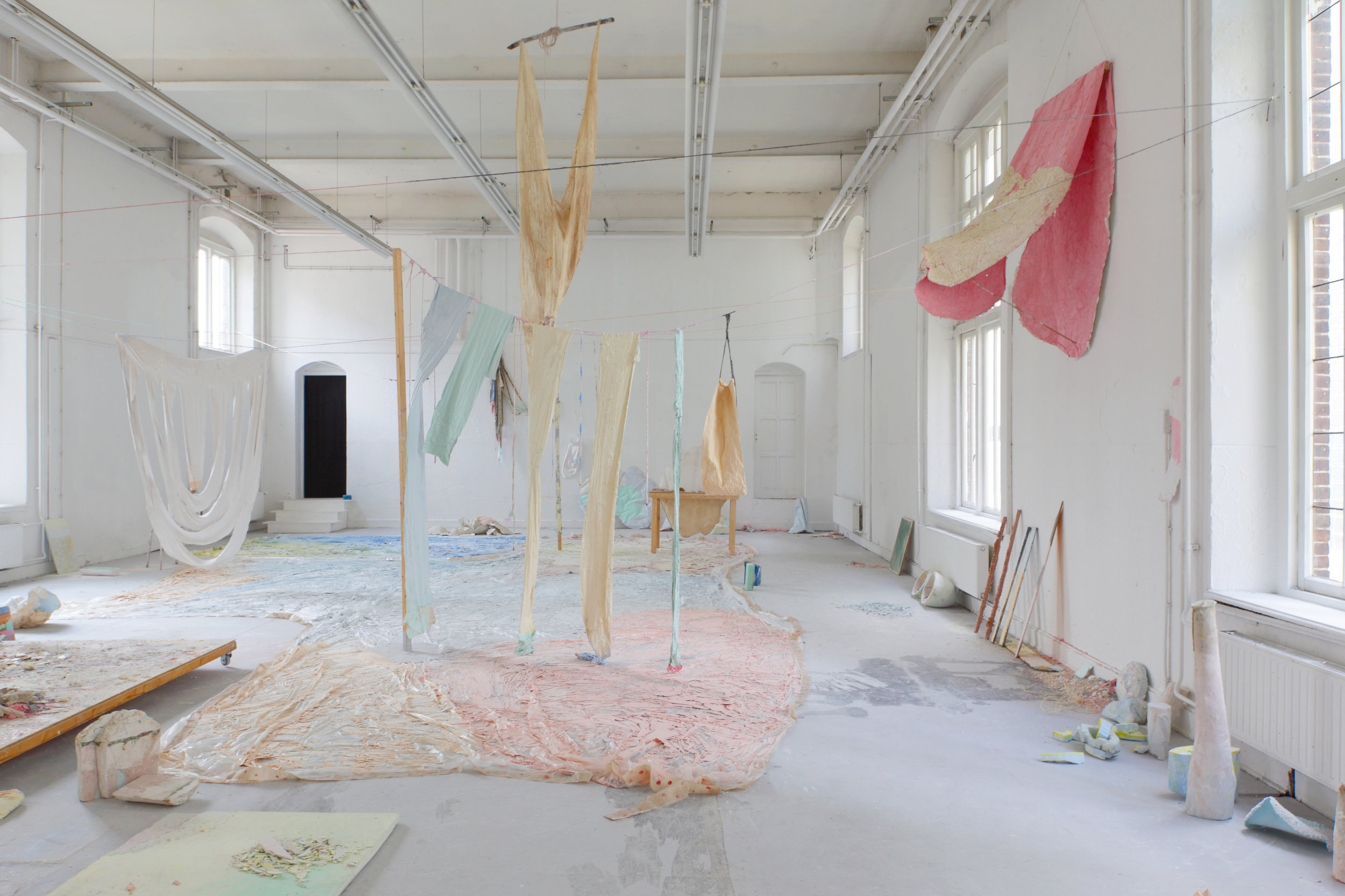 Some things that still need to be said (also about how candy is made) - Colored chalk, textiles, wax, plastics, various paints, wood, 2400 x 1100 cm, graduation show MAFAD Maastricht, 2014