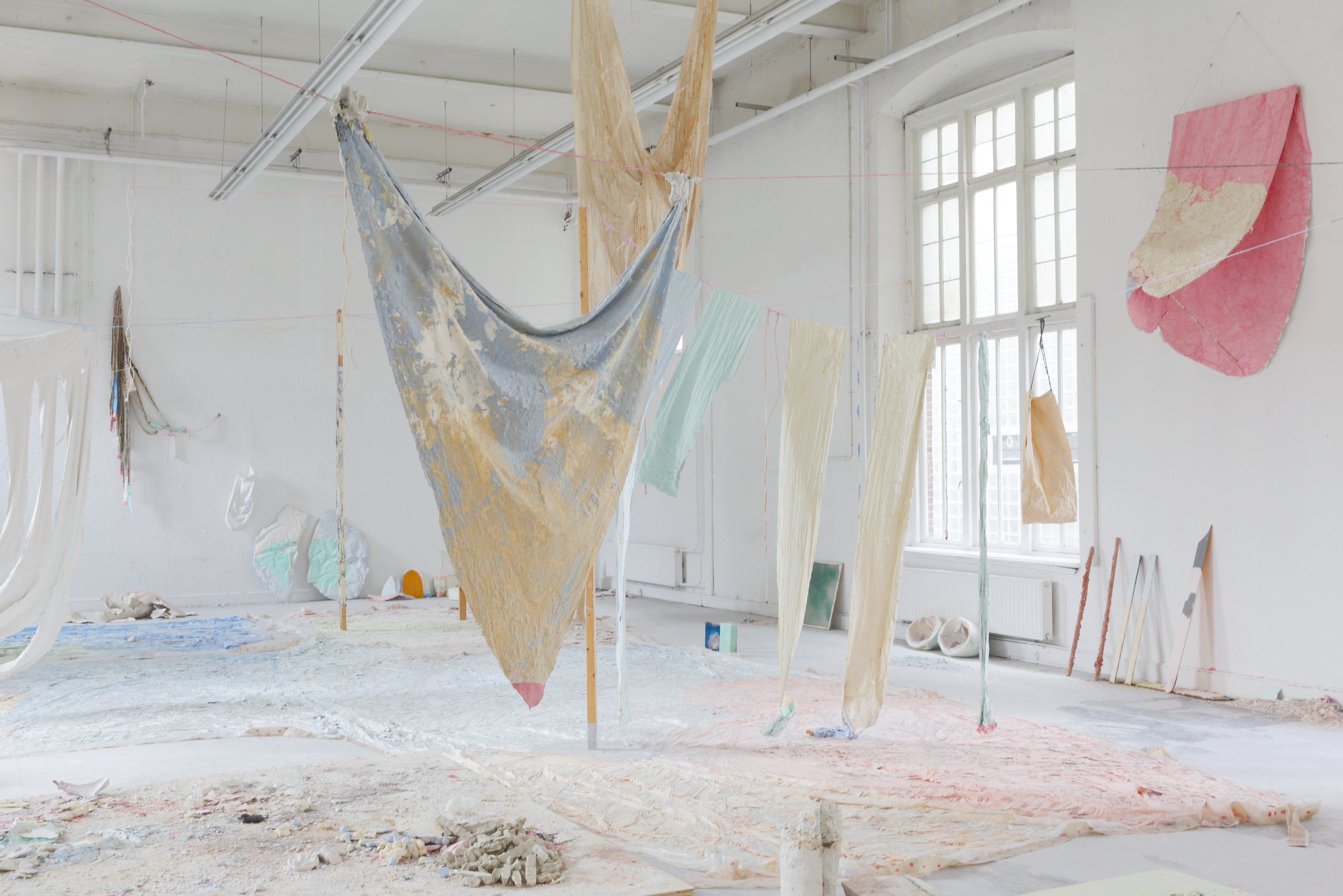 Some things that still need to be said (also about how candy is made) - Colored chalk, textiles, wax, plastics, various paints, wood, 2400 x 1100 cm, graduation show MAFAD Maastricht, 2014