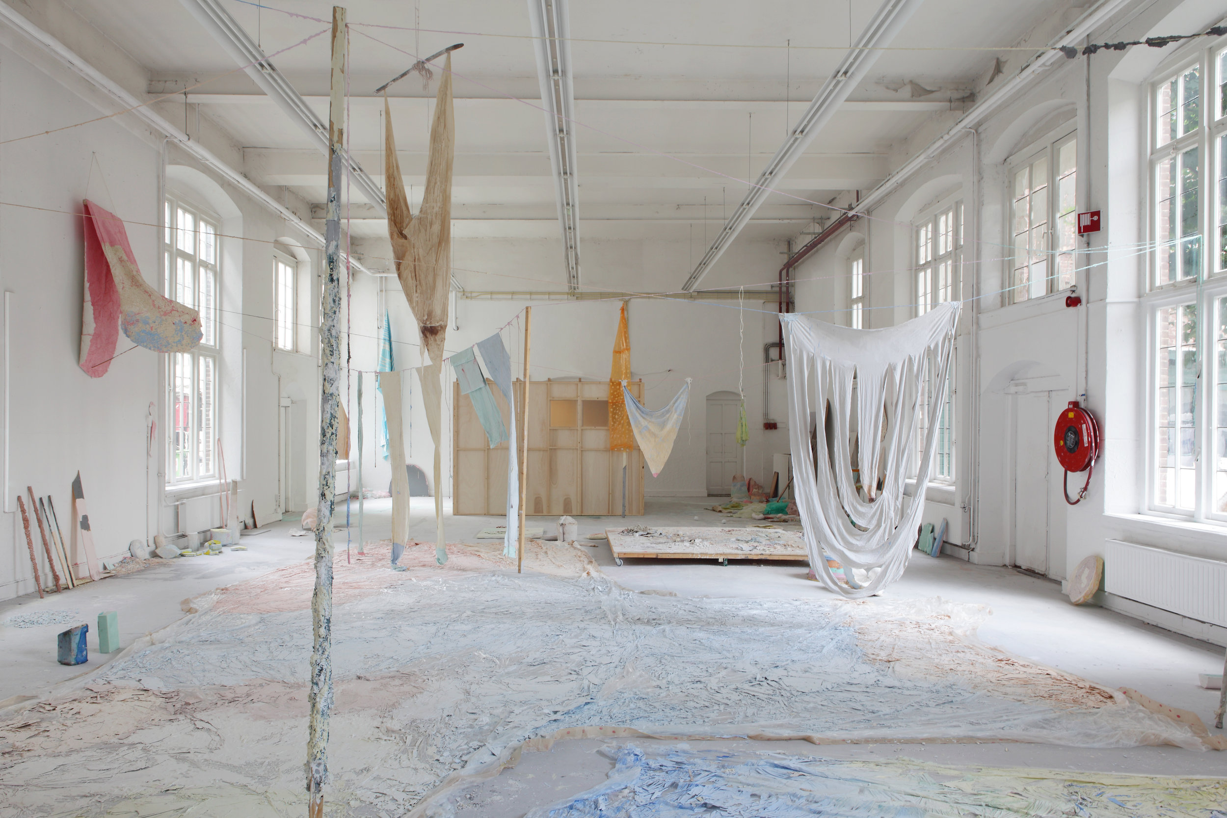 Some things that still need to be said (also about how candy is made) - Colored chalk, textiles, wax, plastics, various paints, wood, 2400 x 1100 cm, graduation show MAFAD Maastricht, 2014