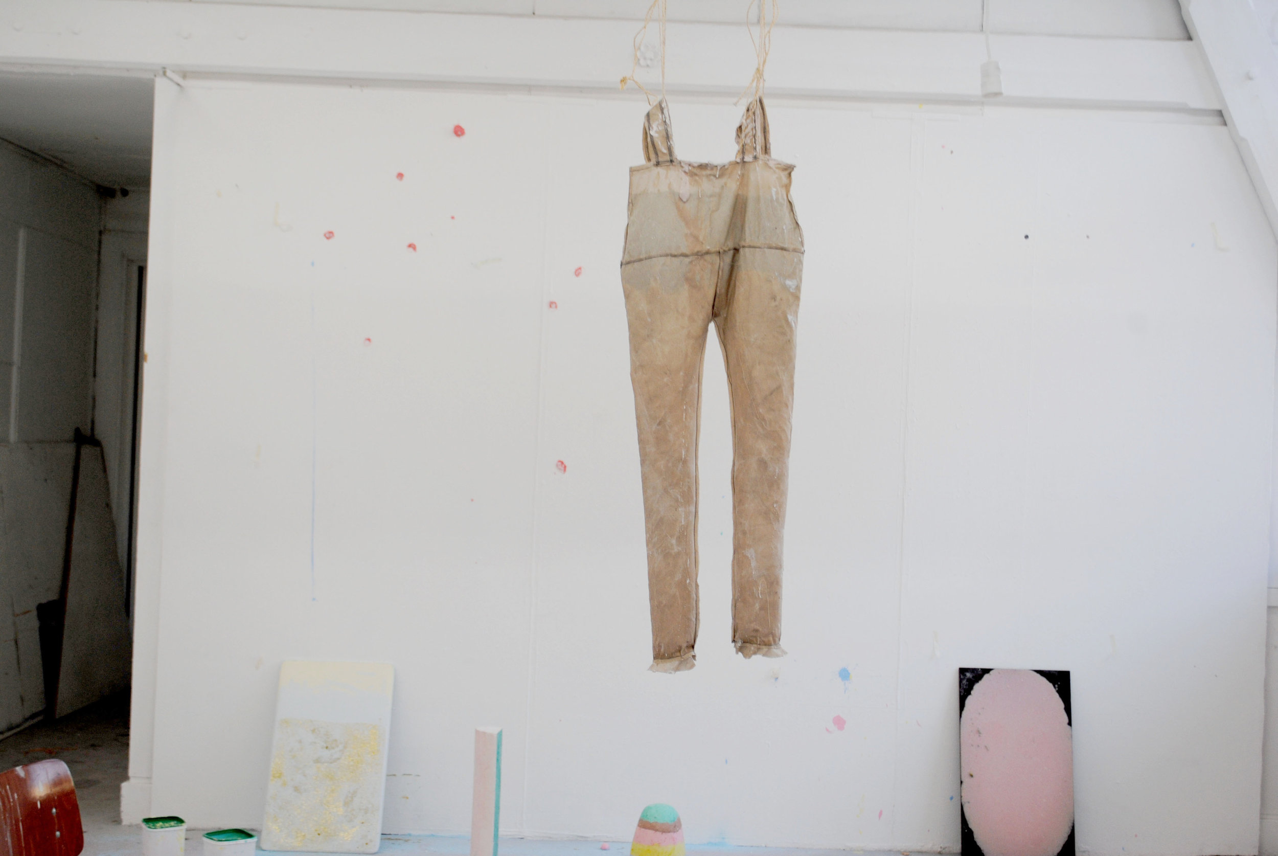 Studio View 2014: Mold (pants) - Textile, wax, colored chalk, rope, 140 cm, Maastricht, 2014