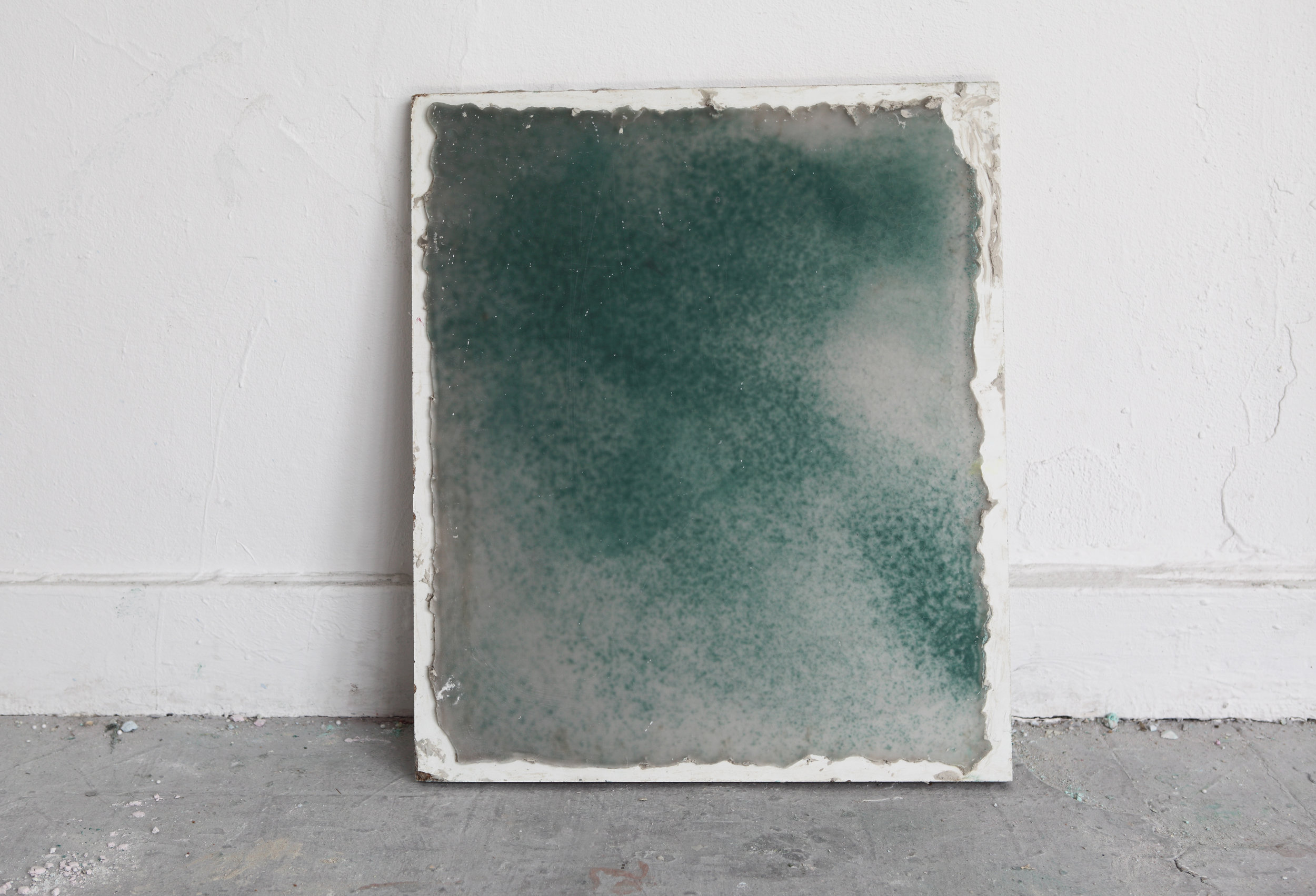 Studio View 2014: Wax plate - Wax, wood, pigments, 35 x 30 cm, Maastricht, 2014