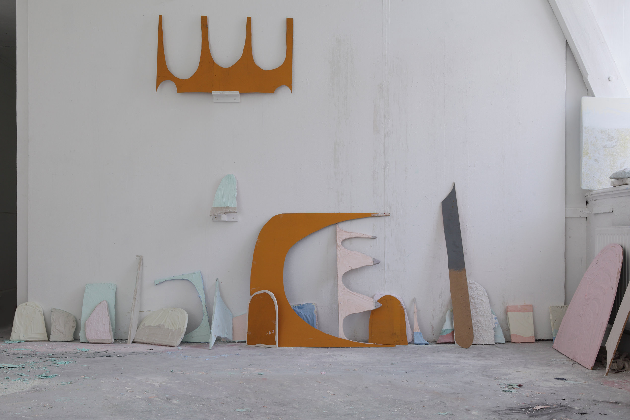 Studio View 2014 - Wood, plaster, pigments, 24 - 60 cm, Maastricht, 2014