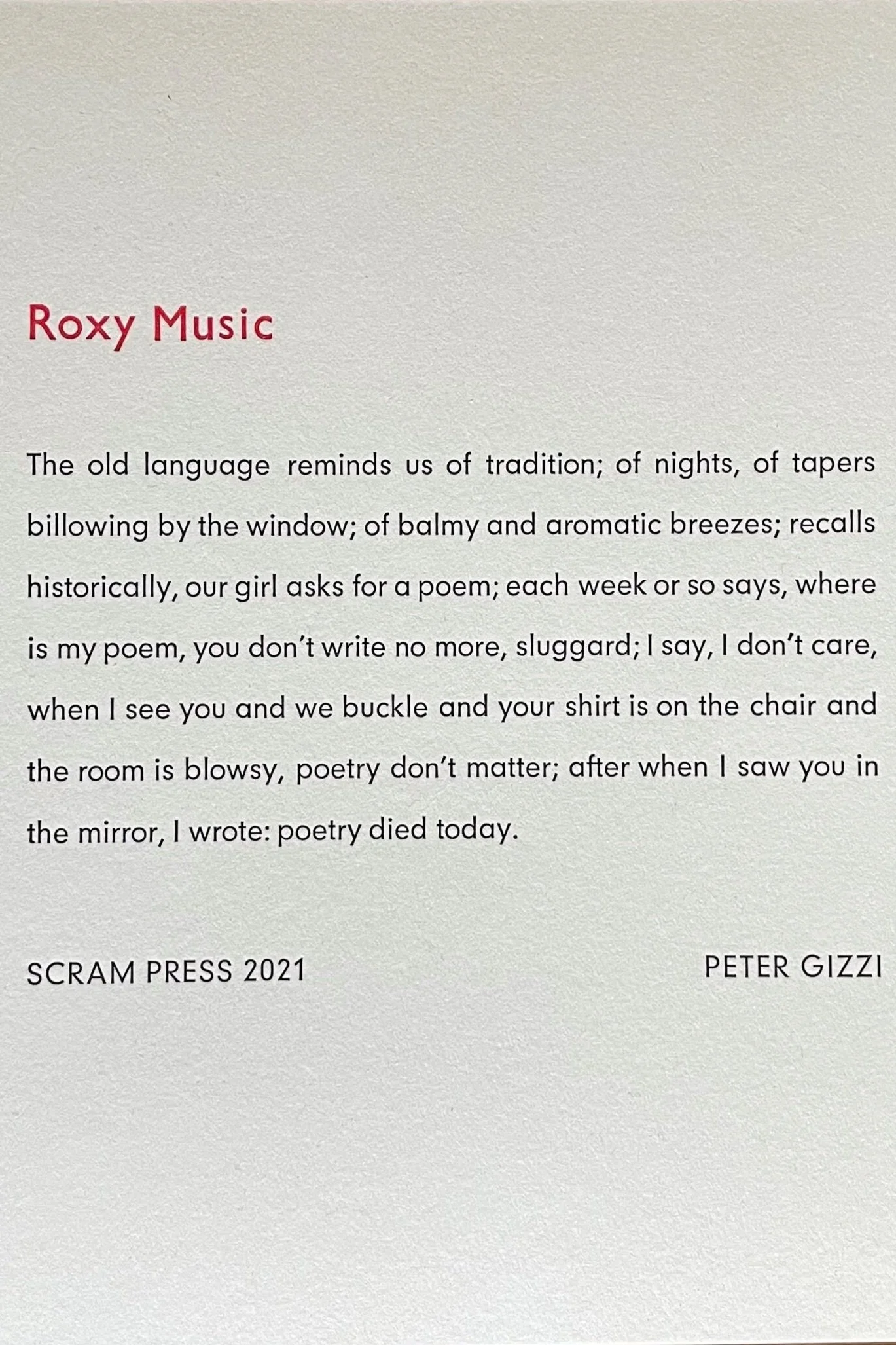 Roxy Music - Peter Gizzi