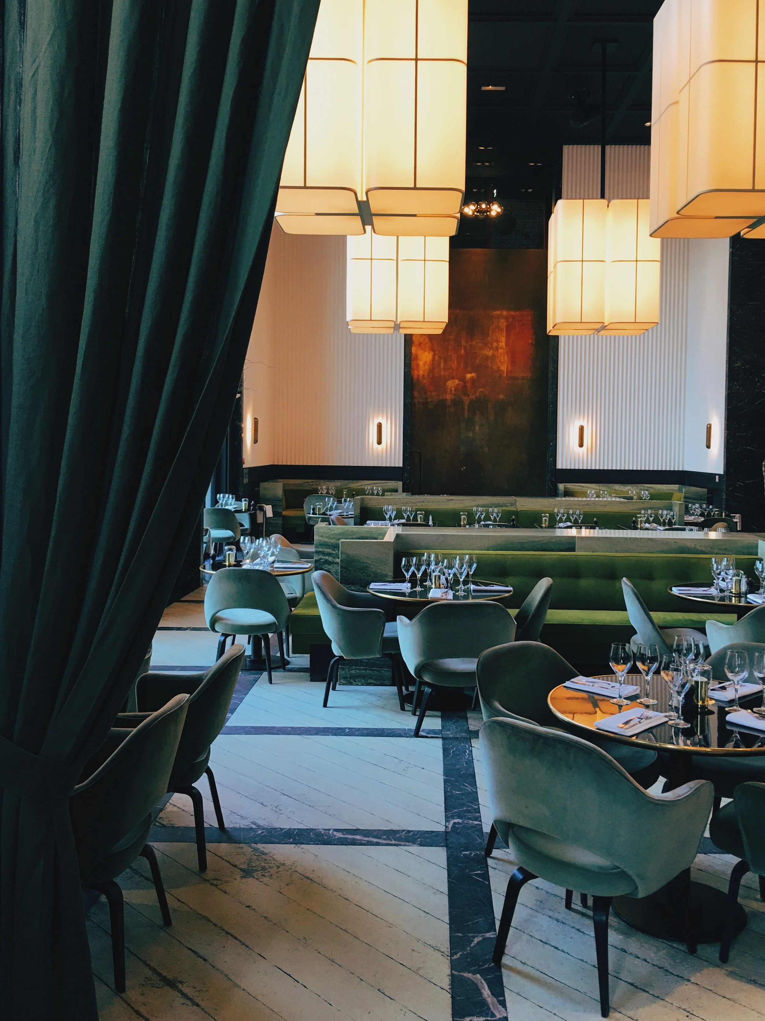 The inspiring green colour scheme at Monsieur Bleu (with the best view of the Eiffel Tower)
