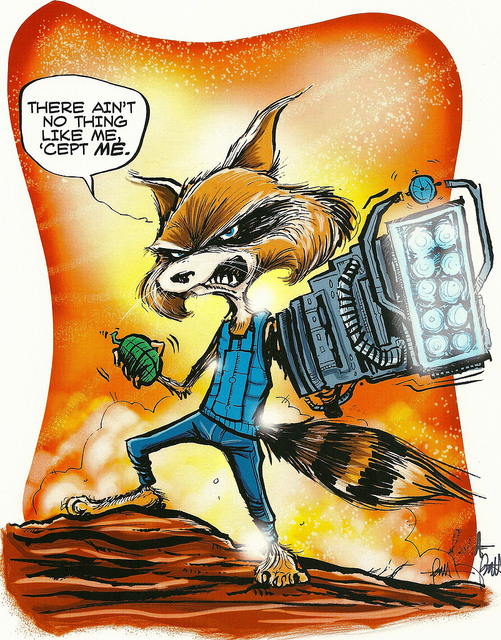 Len Peralta 's amazing adaptation of a certain superstar raccoon. The path we take to our creativity is totally unlike the path anyone else will ever travel. (Note: Be sure to check out and buy more of Len's artwork .)