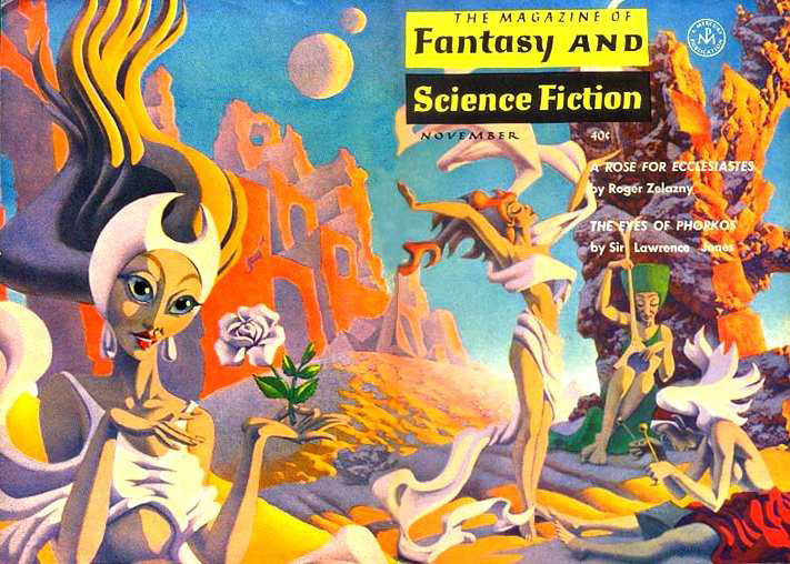 The wraparound cover of the November 1963 Magazine of Fantasy and Science Fiction , one of the covers I remember from my grandfather's collection. The art by Hannes Bok illustrated " A Rose for Ecclesiastes " by Roger Zelazny.