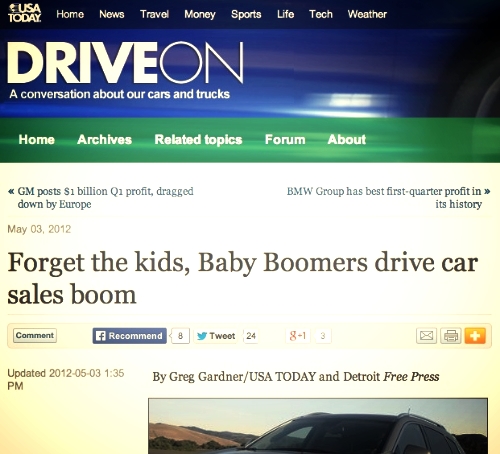 Baby Boomers already buy more new cars than any other age group. 