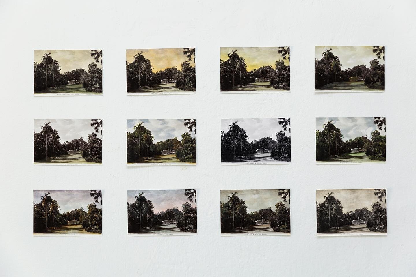 &lsquo;Botanic Garden (Symphony Lake - 12 Phases)&rsquo; reimagines 12 scenes of the site in these times of social distancing. 

Referencing the traditions of hand-tinted postcards popular in the 1900s, the work mimics images made by postcard colouri