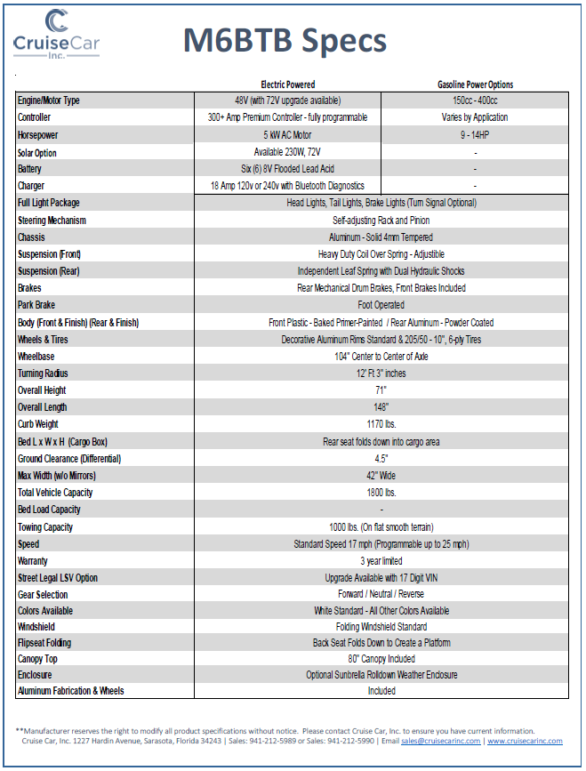 Car Value By Vin Number >> M6btb Spec Sheet Cruise Car Value Driven Low Speed Vehicles Car Value By Vin Number >> M6btb Spec Sheet Cruise Car Value Driven Low Speed Vehicles