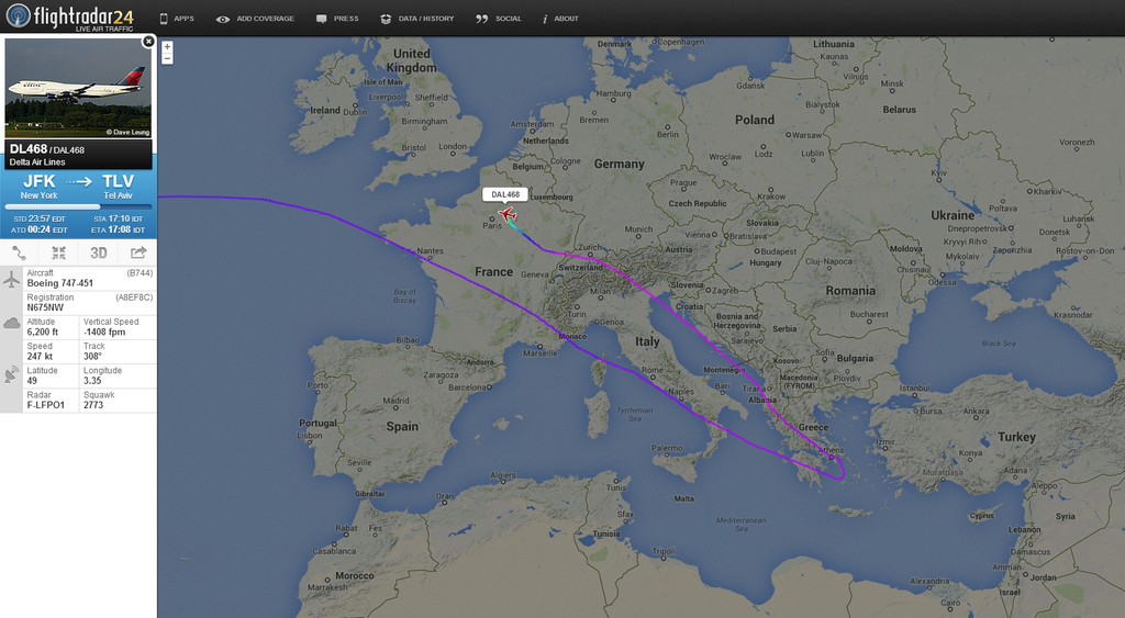 We'll always have Paris. (image credit: FlightRadar24 via @flightradar24 on Twitter )
