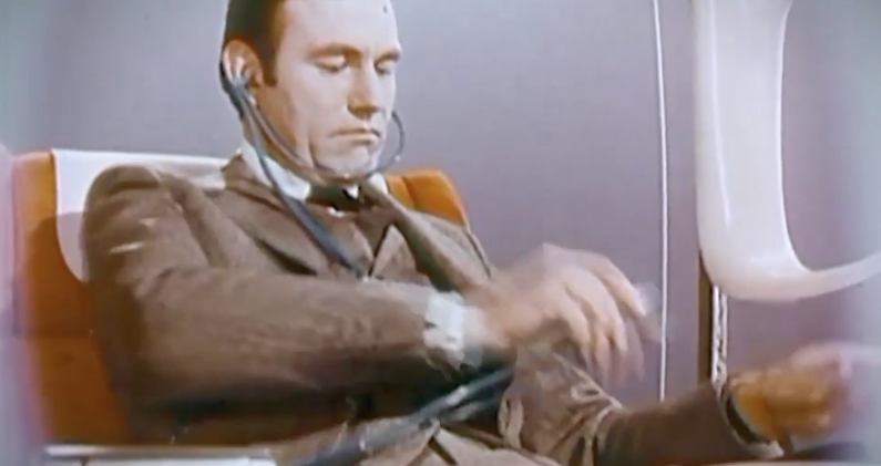 Noise-cancelling much? (photo credit: Jumbo 40 Years of History, in Experience 747-8 by Lufthansa)
