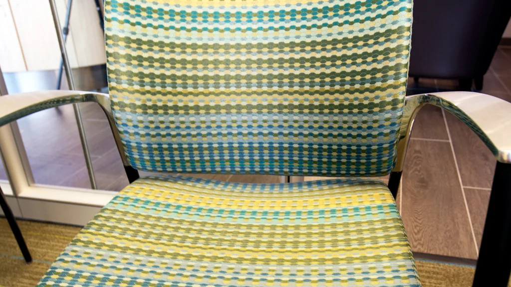 Office furniture detail, materials specified by Caleigh Pollard.