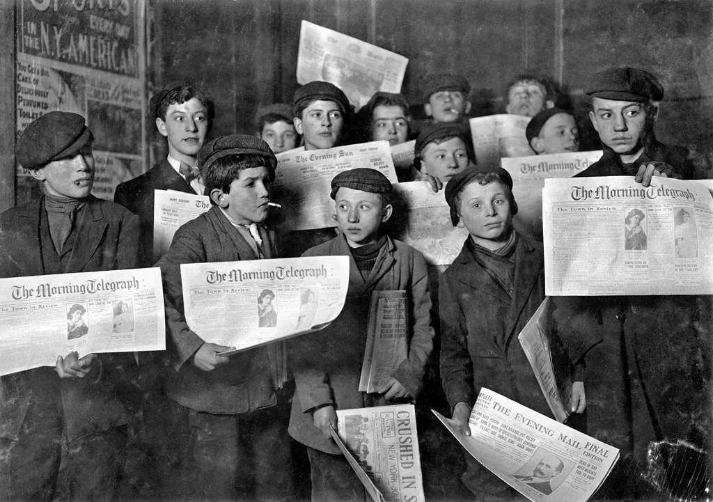 Newsies during the 1899 newsboy strike