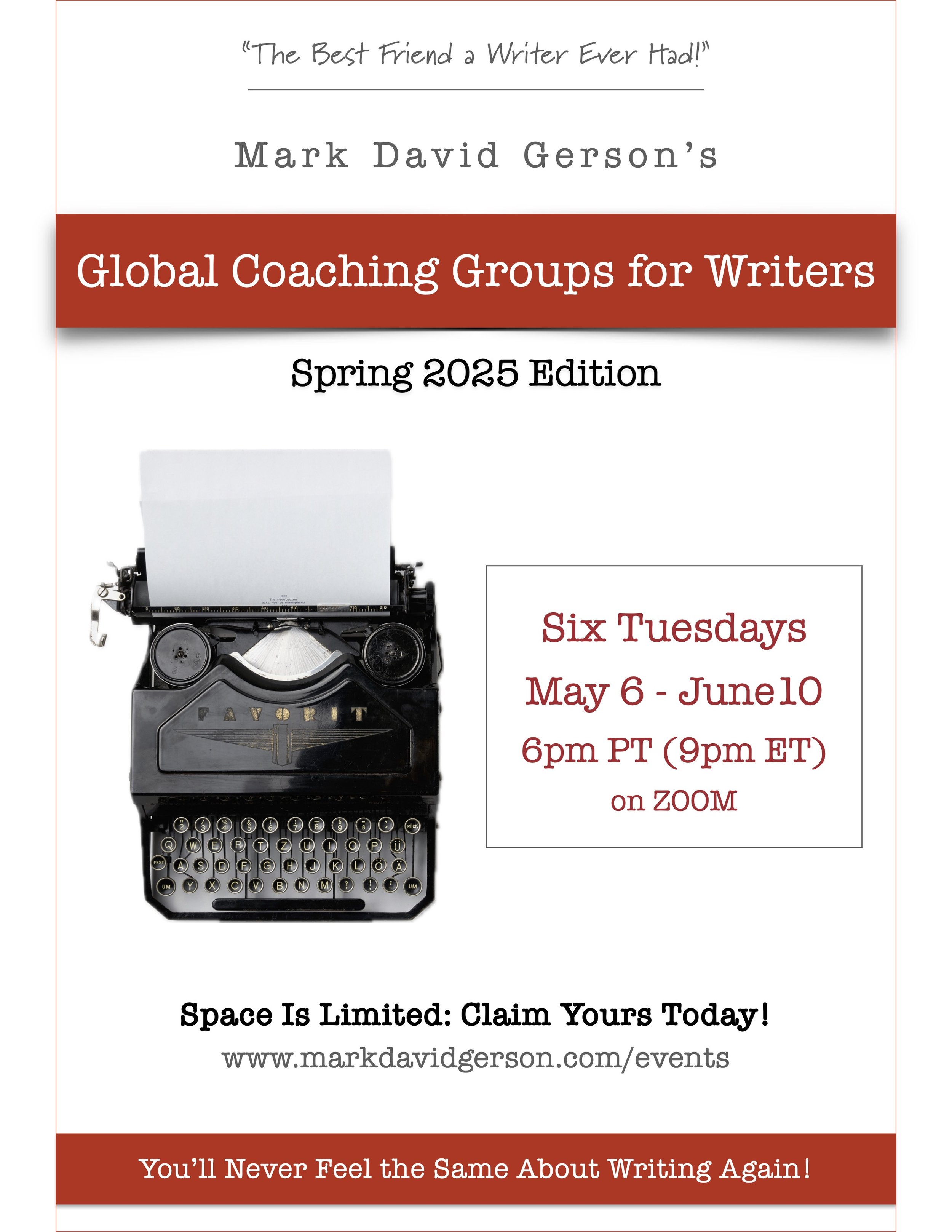 Global Coaching Group for Writers – Spring 2025