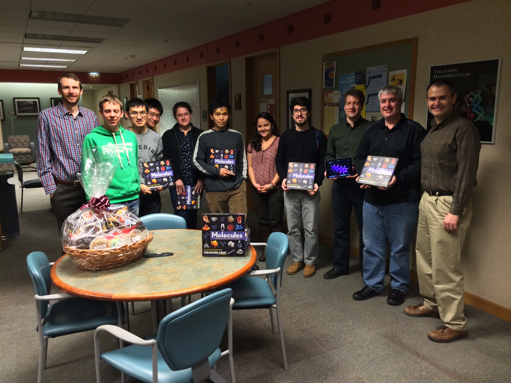 Members of the Theoretical and Computational Biophysics Group at the University of Illinois who all helped create the interactive molecular simulations in the Molecules app. Sadly not pictured are Klaus, the head of the group, and Barry and Deanna, all of whom were out of town on the release day.