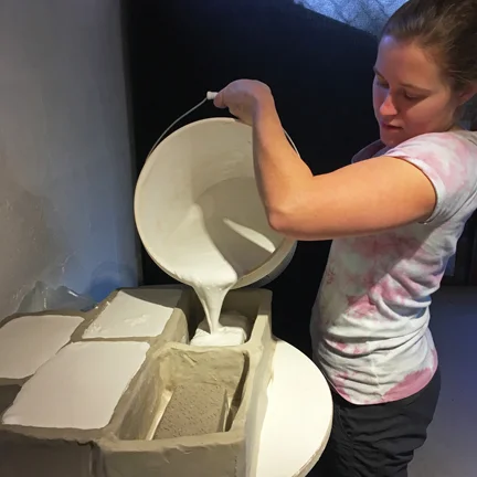 pouring plaster