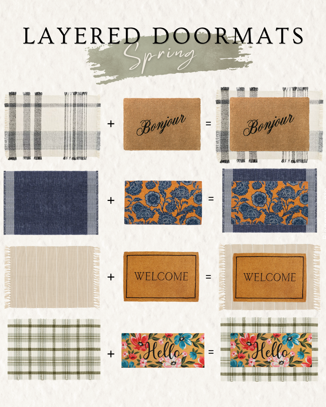 four combinations of coir plus layered rug for spring