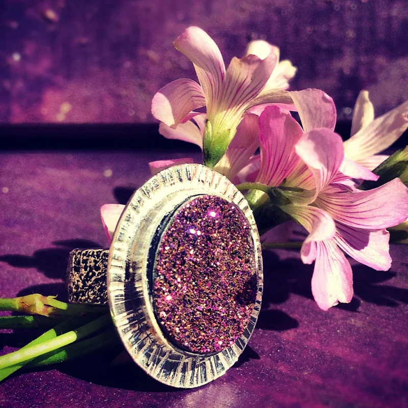 Sterling silver druzy ring. 