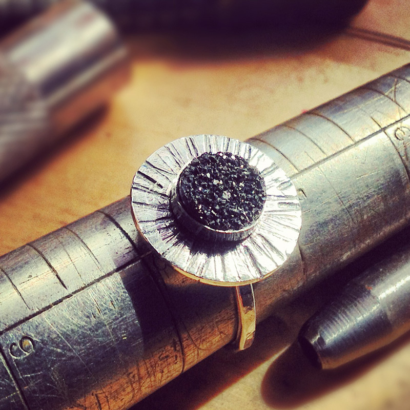 Sterling silver druzy ring. 