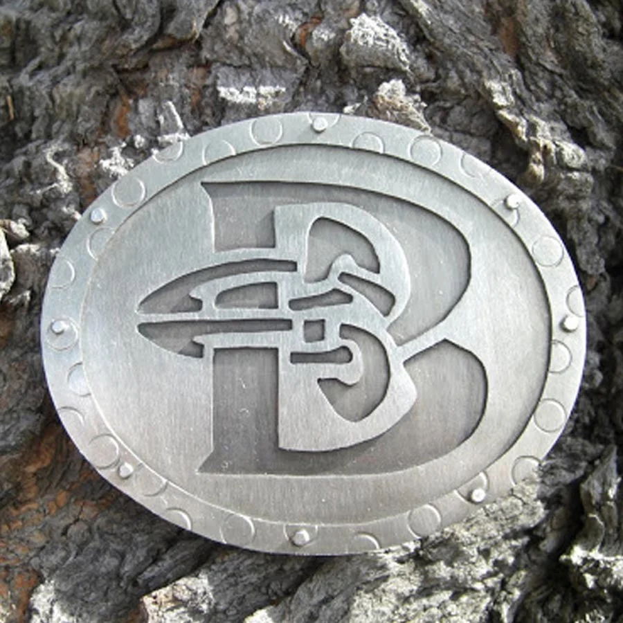 Nickel belt buckle wedding gift with initial for Chris Belcher